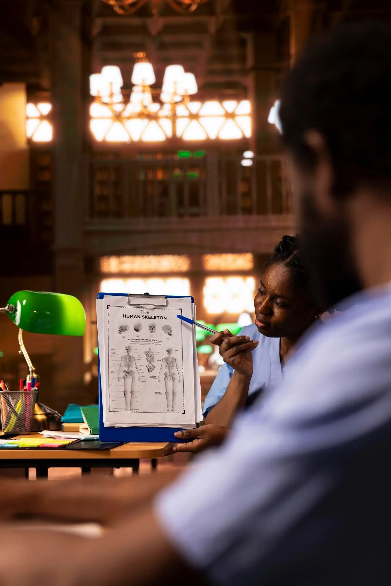 Estudiantes afroestadounidenses que estudian para los próximos exámenes de la escuela de medicina.